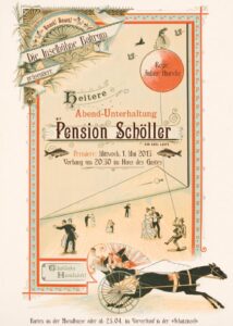 Plakat für die Abend-Unterhaltung mit Pension Schöller. Die Inselbühne Baltrum präsentiert: Heitere Abend-Unterhaltung mit Pension Schöller